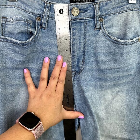 Aeropostale high wasit ankle light wash destressed jeggings raw hem 6‎ reg - Picture 9 of 12